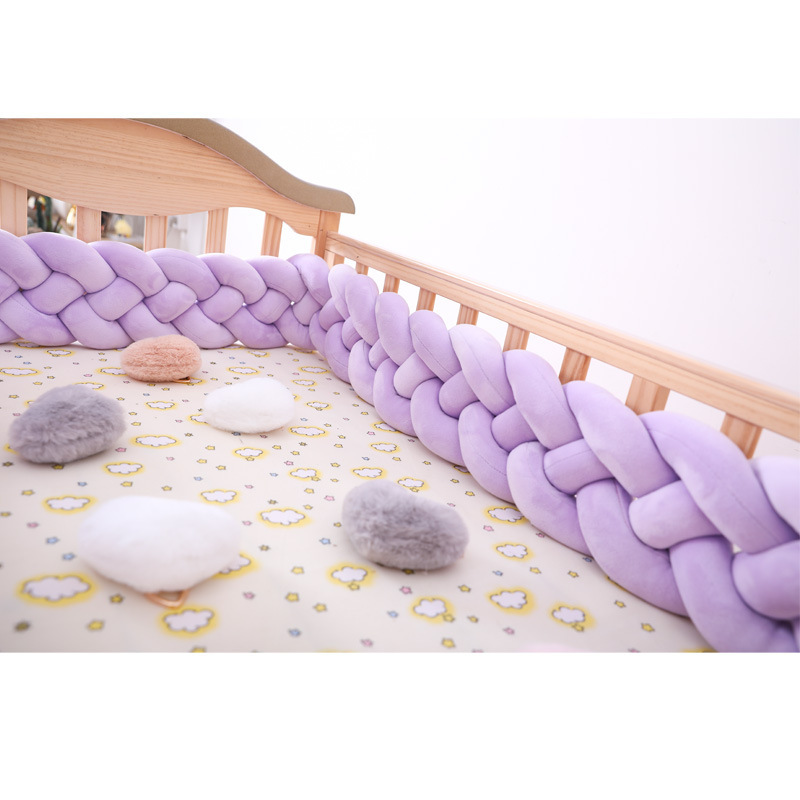 OmHom Protector de cuna para bebé, tejido a mano danés con trenza de cuatro hilos, anticolisión.