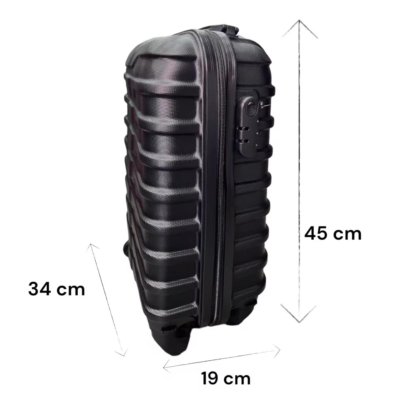 Maleta de Mano Rígida para Cabina 45×19×34 cm Azul y Negro con 4 Ruedas y Cierre