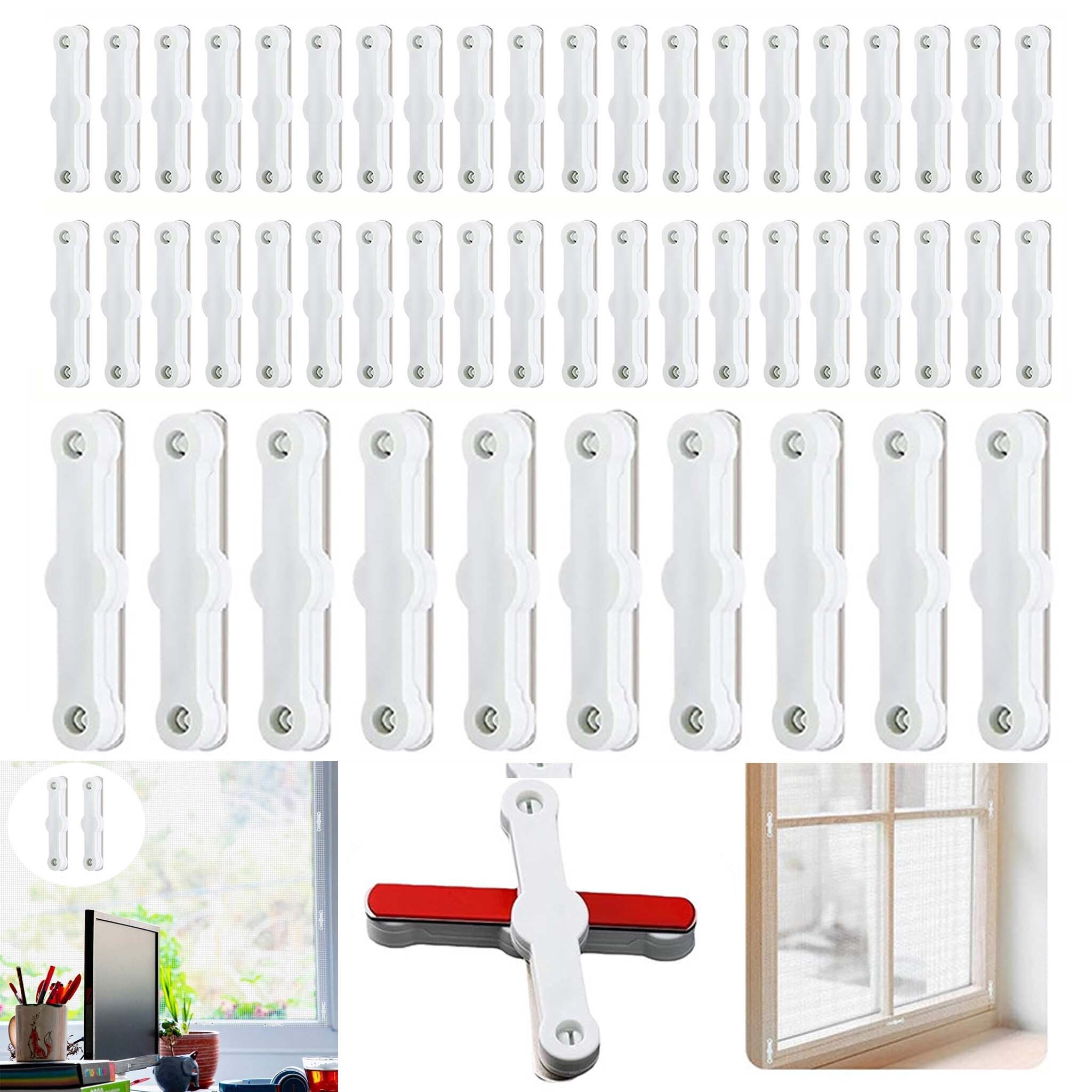 Paquete de 24/50 tiras autoadhesivas para mosquiteras para ventanas y puertas, clips de fijación para instalar mosquiteras
