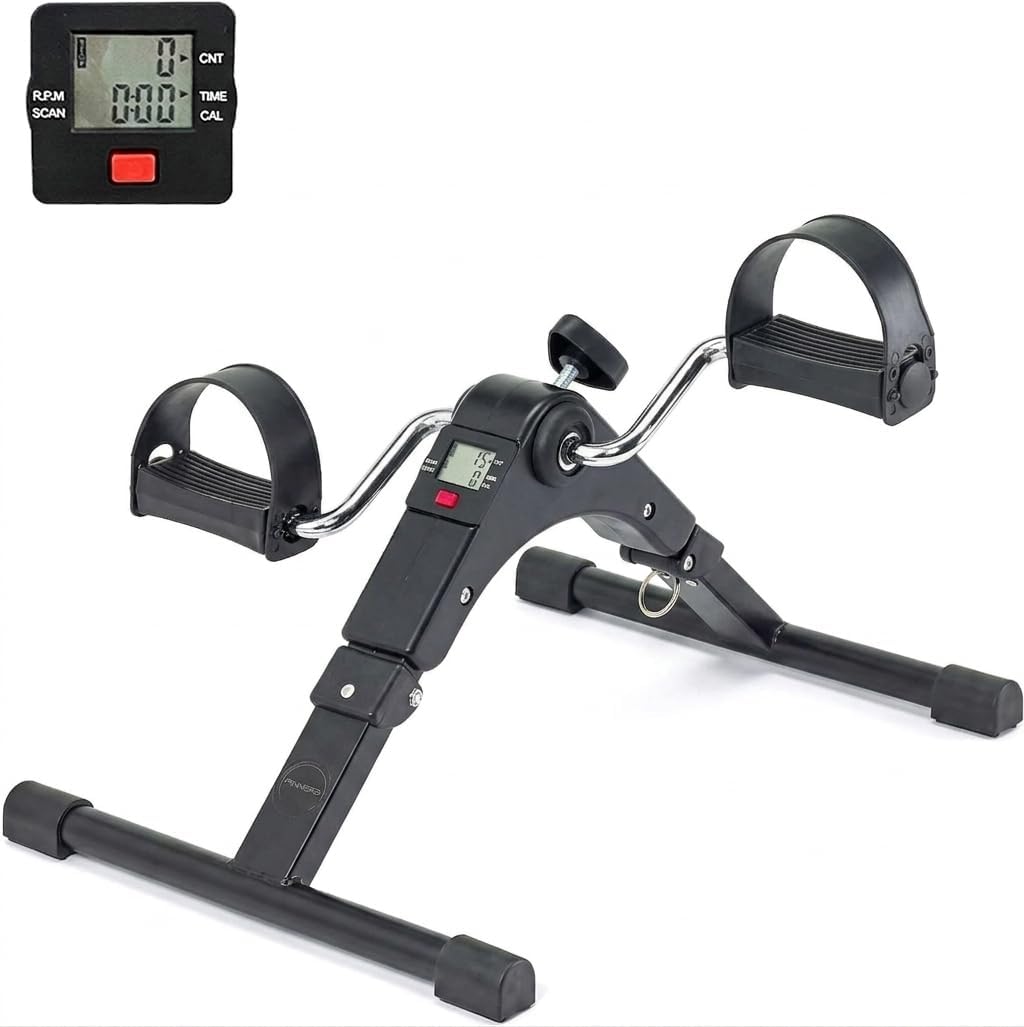 PINNERS Pedales Estáticos Plegables Ejercicio para Personas Mayores - Bicicleta Estática Plegable Portátil con Pantalla LCD