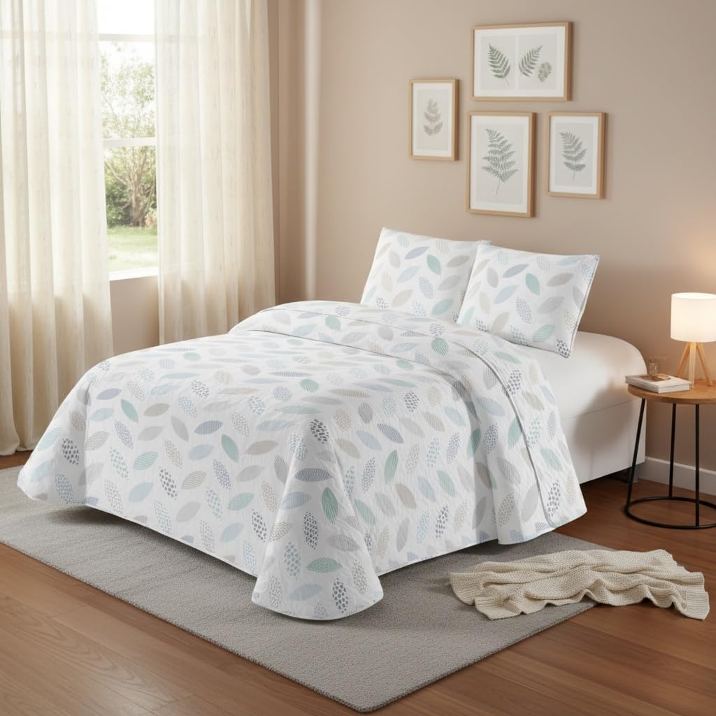 OsoNube-Colcha bouti para verano y entretiempo - Colcha para cama inluye 1 o 2 funda de cojin segun la medida,Colcha cubre cama 100% poliester, suave y transpirable. El diseño de la funda de cojin puede variar según el corte del tejido