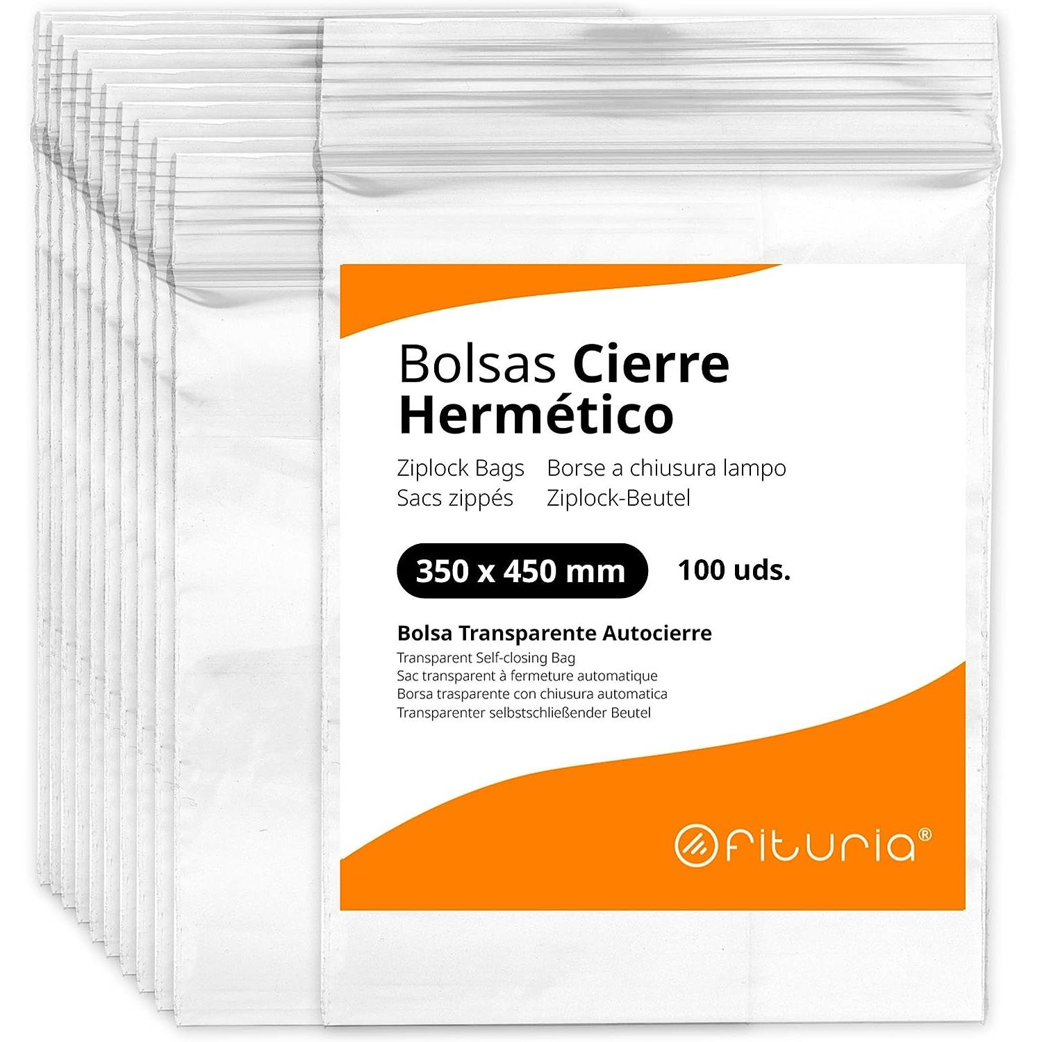 Bolsas con Cierre Hermético de Plástico Transparentes Ideales para Congelar Alimentos, Guarda Documentos, Bolsas Reutilizables y de Conservación - Ofituria