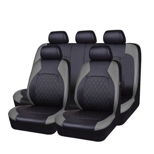 TK Funda de asiento de coche con borde de Diamantes de una sola Línea, Cuero syntético, Cuero artificial