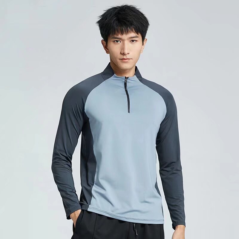 TK Camiseta De Entrenamiento Para Hombres Con Cuello Media Cremallera Secado Rápido Manga Larga Protección Solar Deporte Atletismo Correr