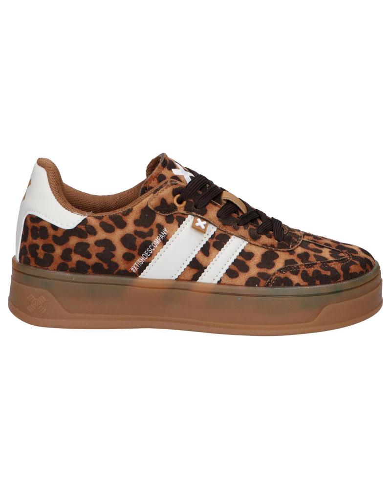 Brown Xti Women's Casual Sneakers, made of synthetic leather and canvas with textile lining, lace-up closure, and rubber sole, ideal for autumn-winter and spring-summer, comfortable women's shoes for daily wear.