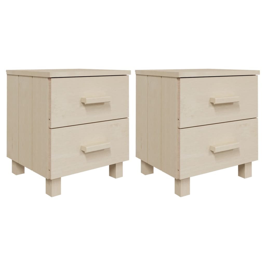 Vidaxl Mesitas Noche 2 Unidades HAMAR Pino Macizo Oscuro 40x35x44,5 Cm Marrón Miel, Blanco, Gris Oscuro y Mas Mesita Habitación Mesitas de Noche Dormitorio para Salón, Estudio, Moderno Mesa Auxiliar