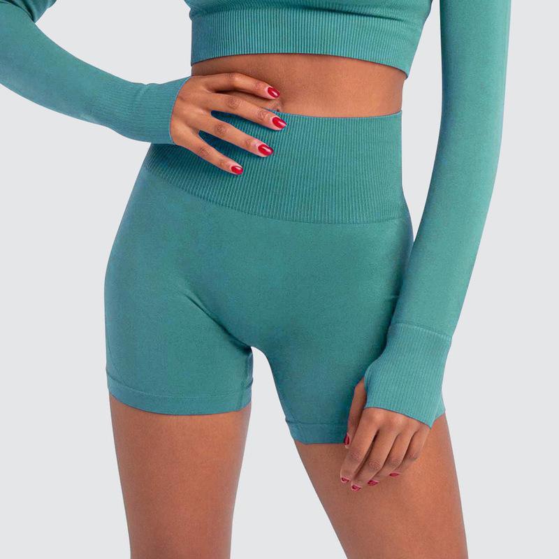 OmHO Ropa de Yoga de Tela Súper suave, Pantalones cortos de Gimnasio con Realce, Mallas Deportativas de Faja Alta Para Mujer, pantalones cortos de entrenamiento y ciclismo