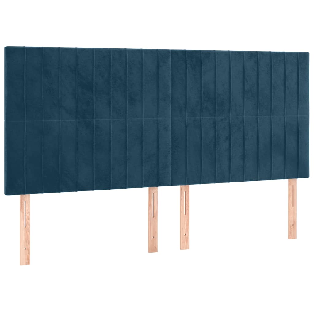 vidaXL Cabecero con luces LED terciopelo azul oscuro 160x5x118/128 cm