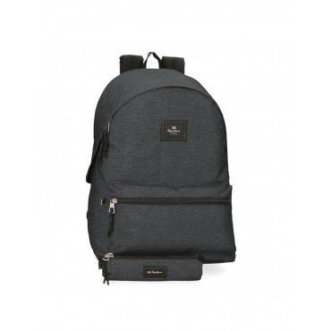Mochila Escolar Pepe Jeans Aris para Portátil 15,6" con Estuche – Mochila Juvenil Resistente DENIM     PERGAMINO