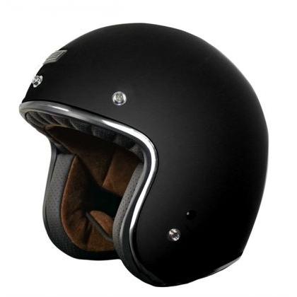 CASCO MOTO JET TIPO RETRO CAFE RACER CUSTOM NEGRO MATE