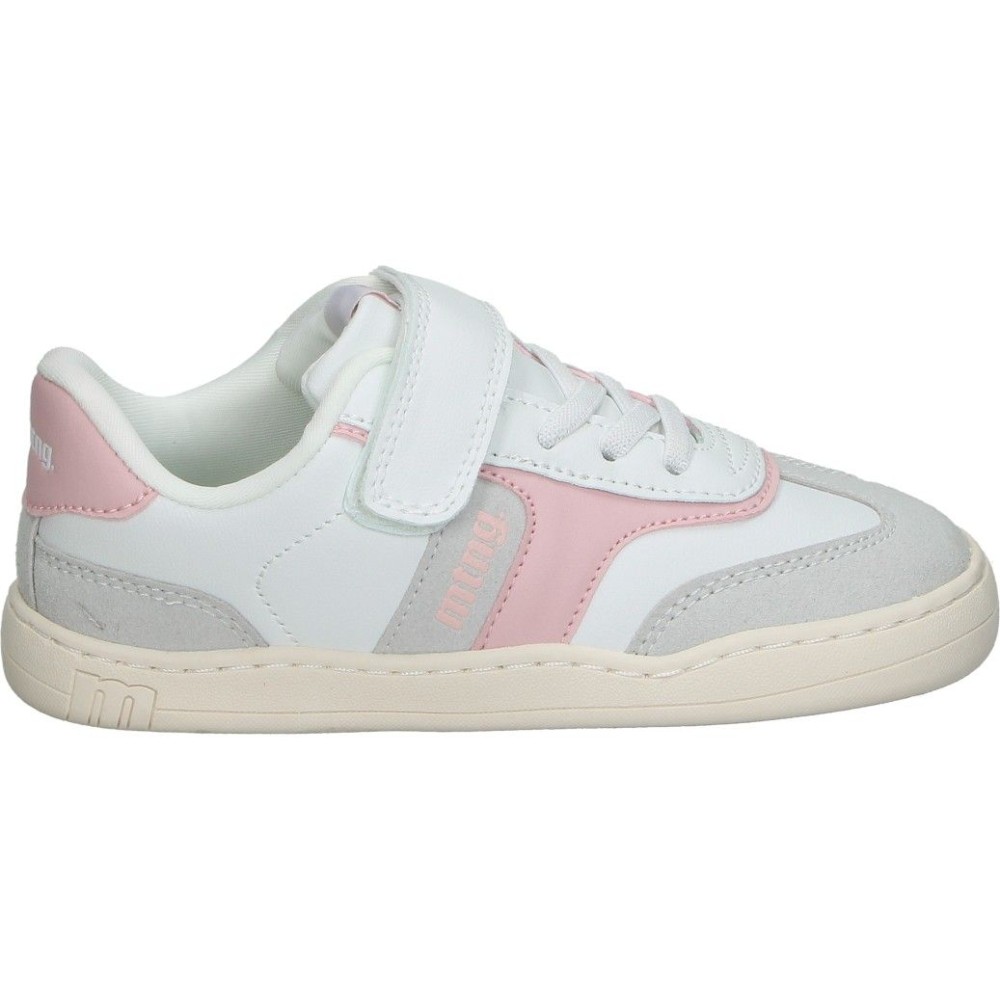 MTNG | Zapatillas Barefoot Mustang Free para Niña – Deportiva en Color Blanco con Detalles en Gris y Rosa – Sneakers con Cordones y Velcro – Plantilla Extraíble – Respetuosos con el Pie – Vegan – Flexibles – Modelo 48942