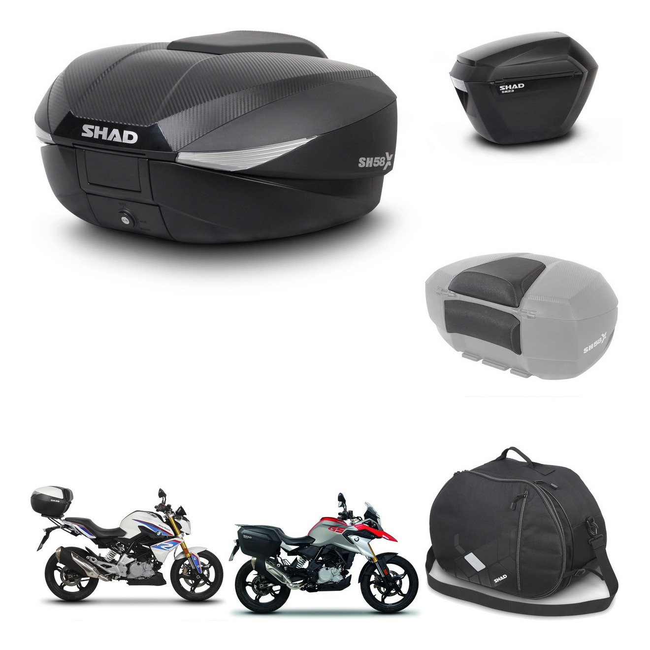 Maletas Laterales + Baul Trasero + Accesorios + Herraje 3P + Herraje Montaje Sh58x Sh23 KIT-260453