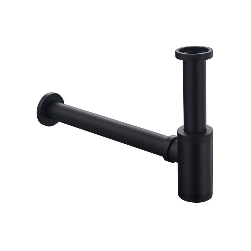 CA Keymark con Pipe de extensión de 200mm, sifón ajustable de 1 1/4x32mm, antiolor, a prueba de fugas, Negro mateITO