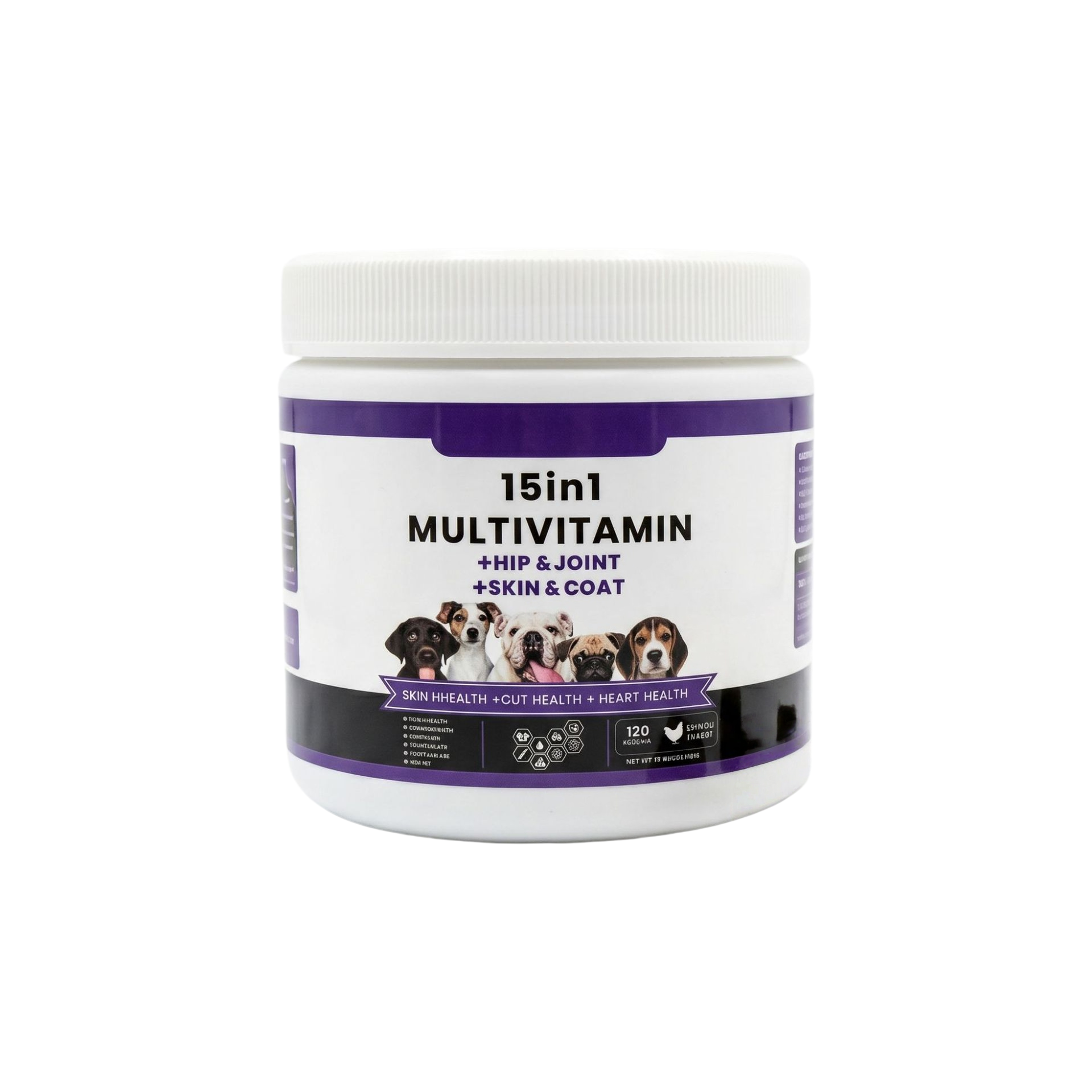 Suplemento nutricional para mascotas 15 en 1 — comprimidos masticables multivitamínicos