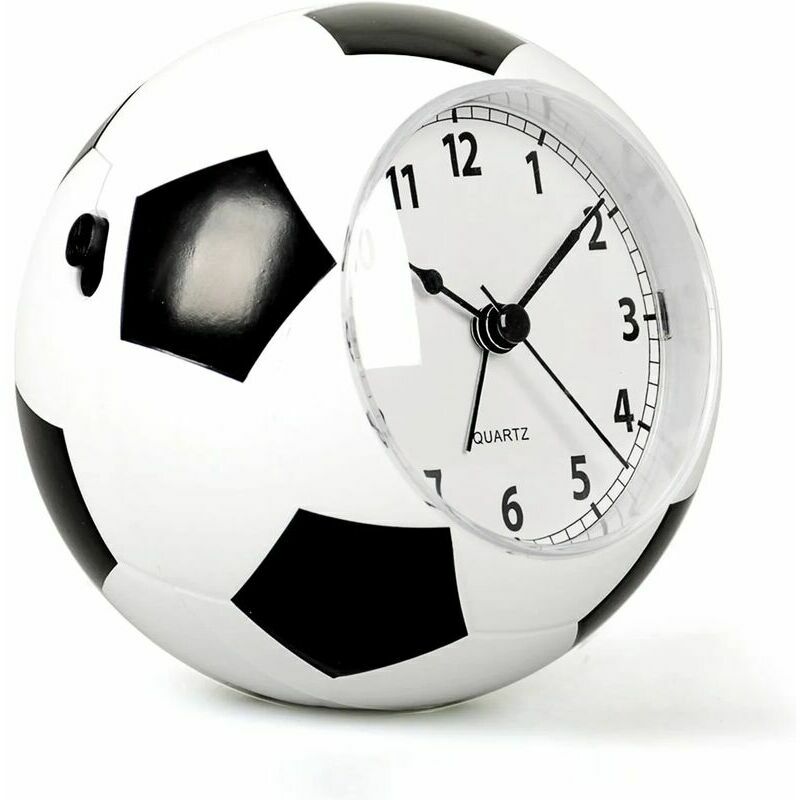 Om Home Reloj despertador de fútbol para niños, mesita de noche, reloj musical con patrón de fútbol