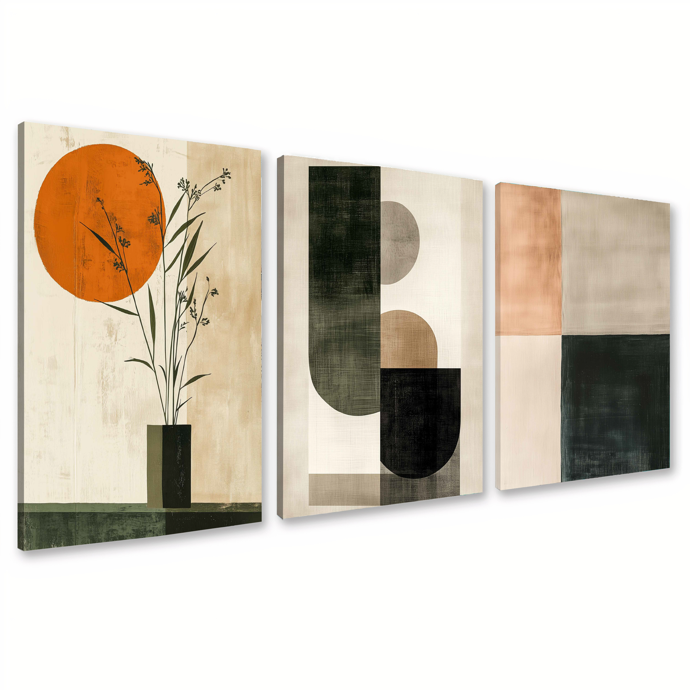 Cuadros Pared Decoración 3 Piezas Salón Dormitorio Abstracto Trio Hogar Tamaño Grande Líder Marco
