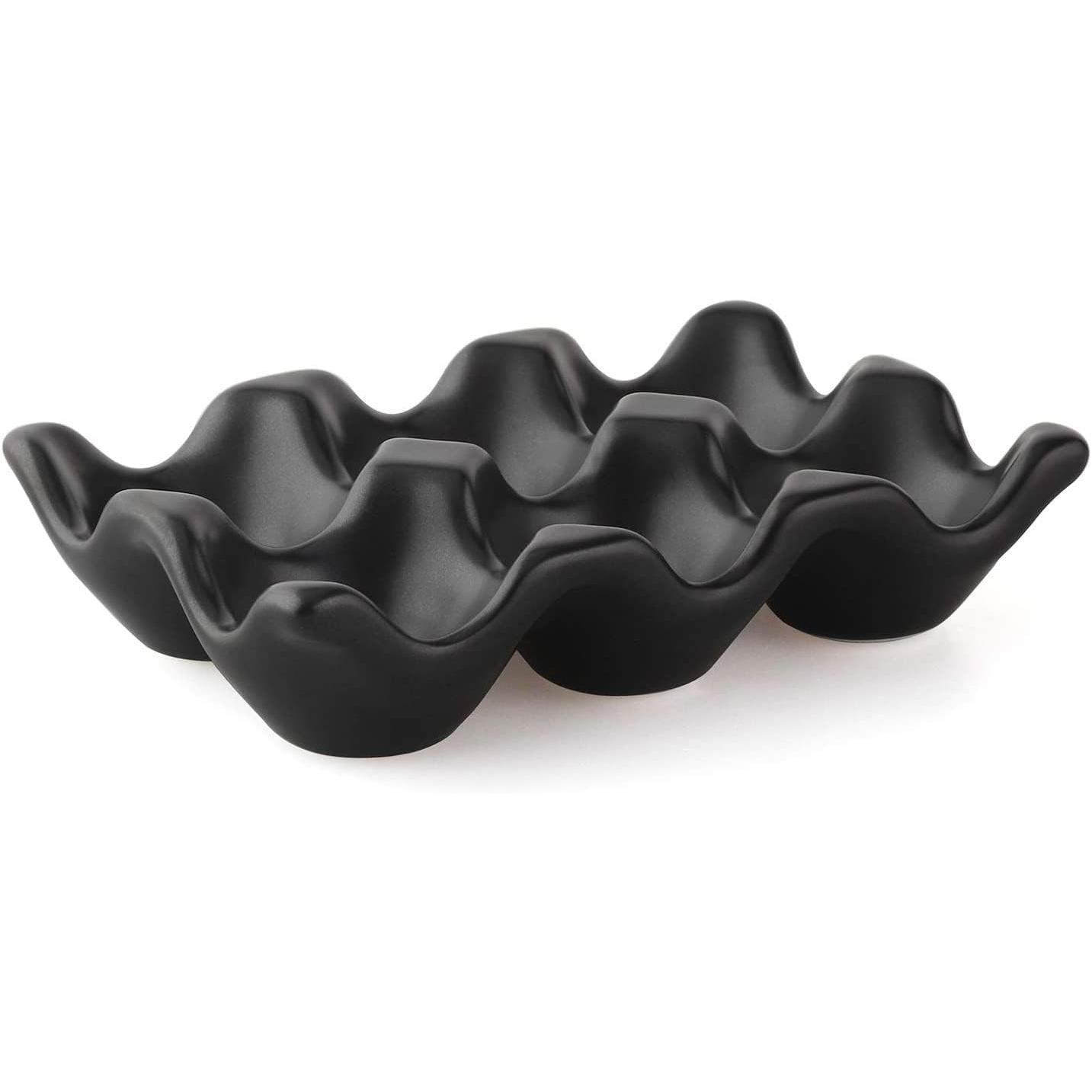 1 huevera de cerámica con 6 rejillas para personalizar huevos, ideal para el frigorífico