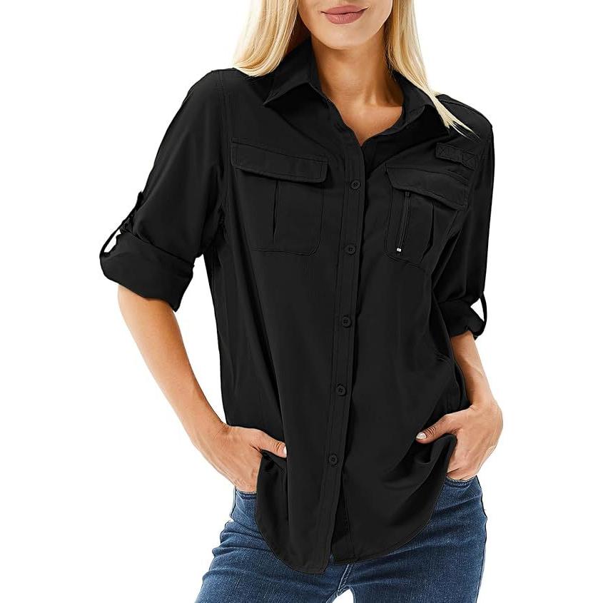 Camiseta de manga larga para mujer, prenda informal, ideal para pescar y hacer senderismo