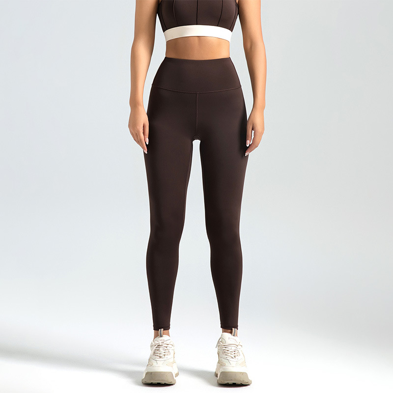 TK Pantalones de yoga color nude para mujer con guantes color melocotón, pantalones de yoga ajustados para mujer que controla