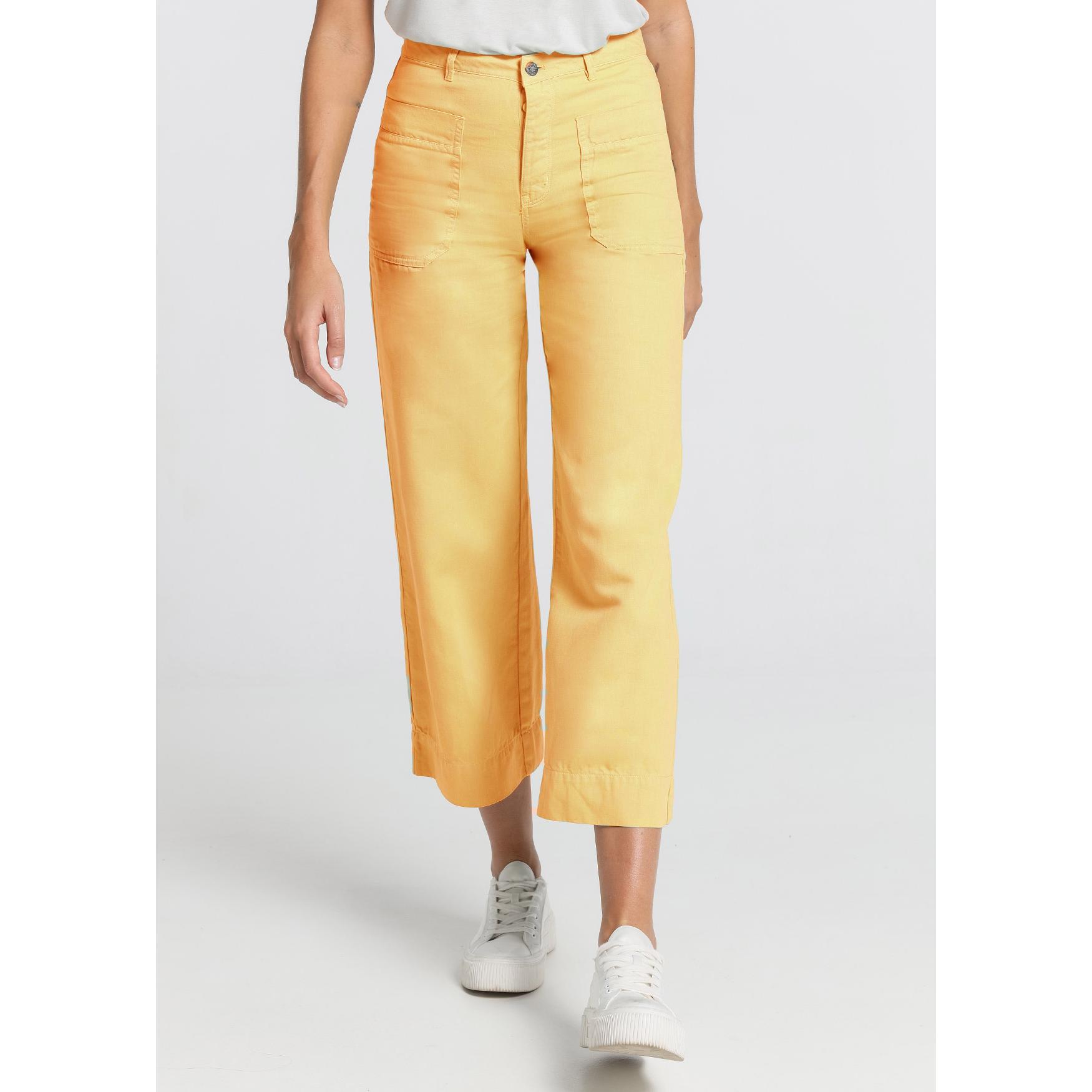 CIMARRON - MARTINA-YONNE PANTALON COLOR Caja Media Wide leg Crop - Tallaje en Pulgadas- Tallaje en Pulgadas
