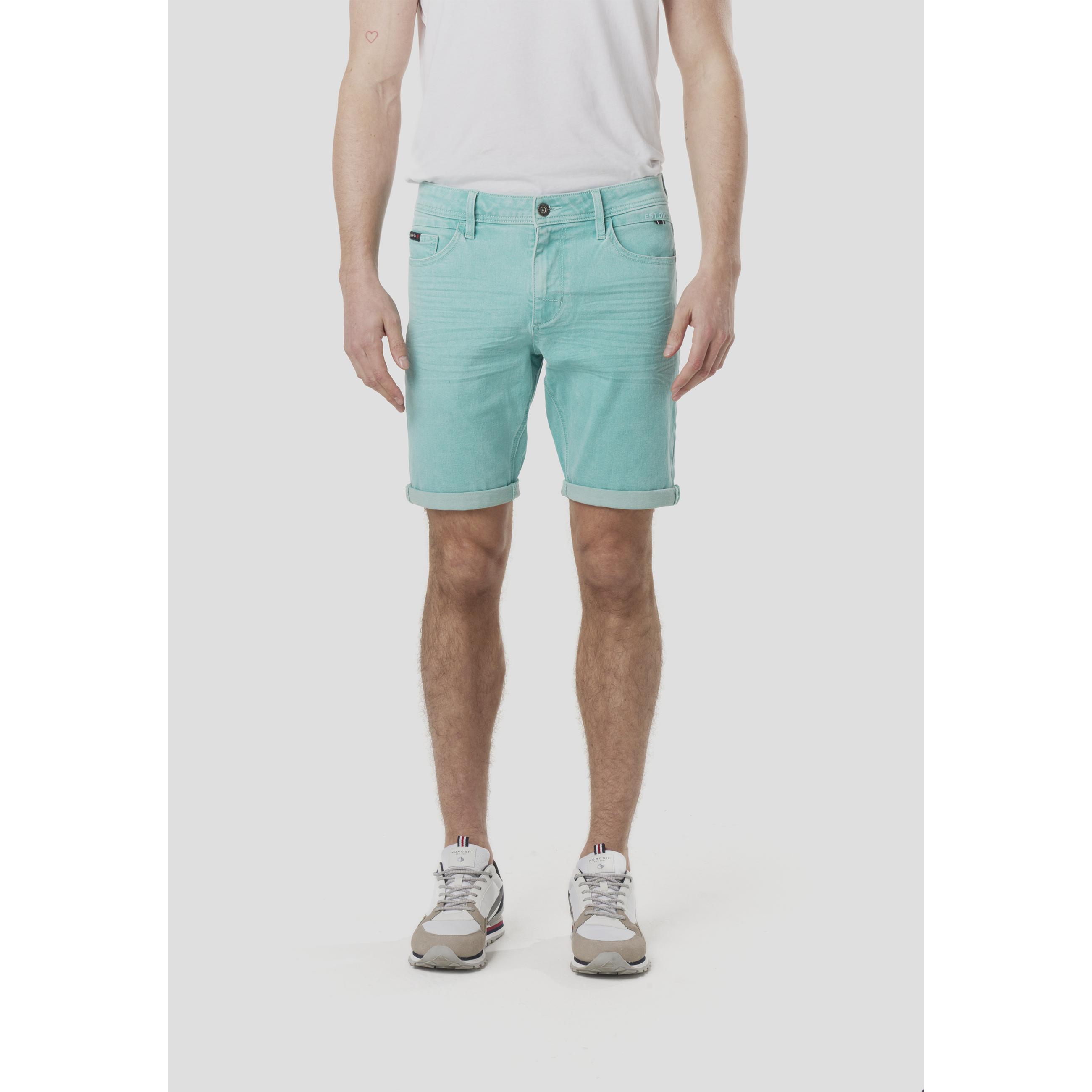 Koroshi - Bermuda jeans hombre corte regular con algodón y lyocell para verano, tacto suave y libertad de movimiento