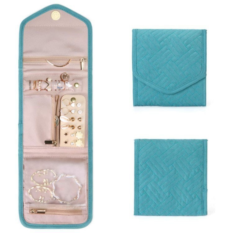 OmHO Bolsa de almacenamiento de joyas con forma de piel de melocotón, plegable, portátil, para viajes, para guardar pendientes y joyas
