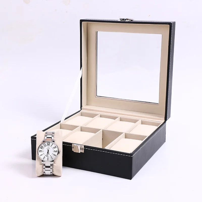 TK Cajas De Relojes Organizador De Joyería PU Cuero Caja De Exhibición Para Regalos Mejores Cajas De Almacenamiento De 2/3/4/5/6/8/10/12 Grids