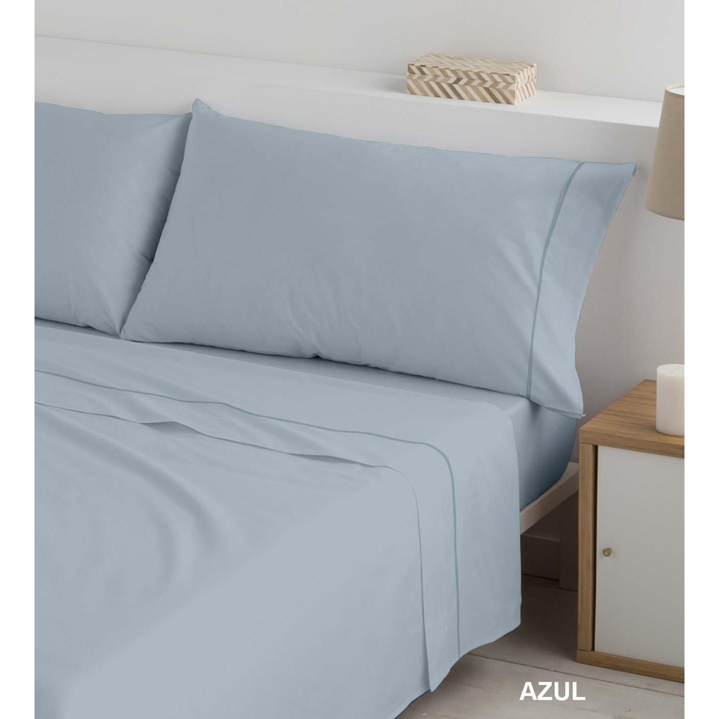 Juego de Sábanas de Tela 50% Algodón 50% Poliéster para Cama de 90 a 200 cm en colores lisos, Incluye Sábana Encimera, Bajera Ajustable y Funda de Almohada.