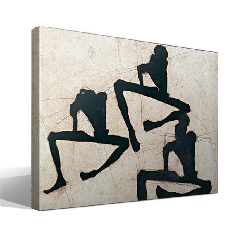 Cuadro Canvas Composición con Tres Desnudos Masculinos de Egon Leo Adolf Schiele - Imagen Alta Resolución - Impresión Sobre Lienzo de Algodón 100% - Bastidor de Madera 3x3cm - Reproduccion Digital - Cuadro de Calidad Superior - Fabricado en España