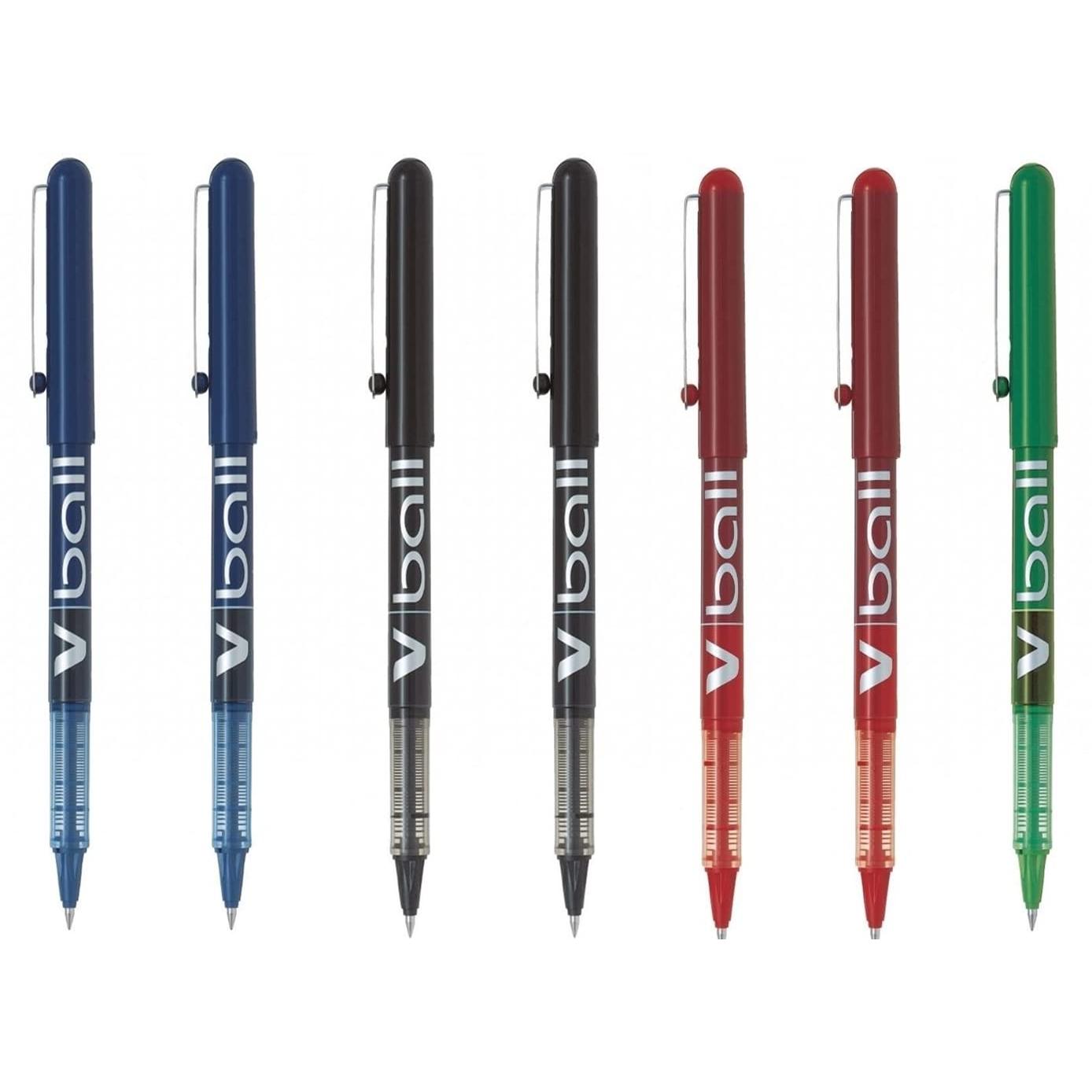 JP-JORPAY Bolígrafo Roller tinta líquida V-Ball 05-Multicolor-Azul,Negro,Rojo y Verde (Lote) (Multicolor)