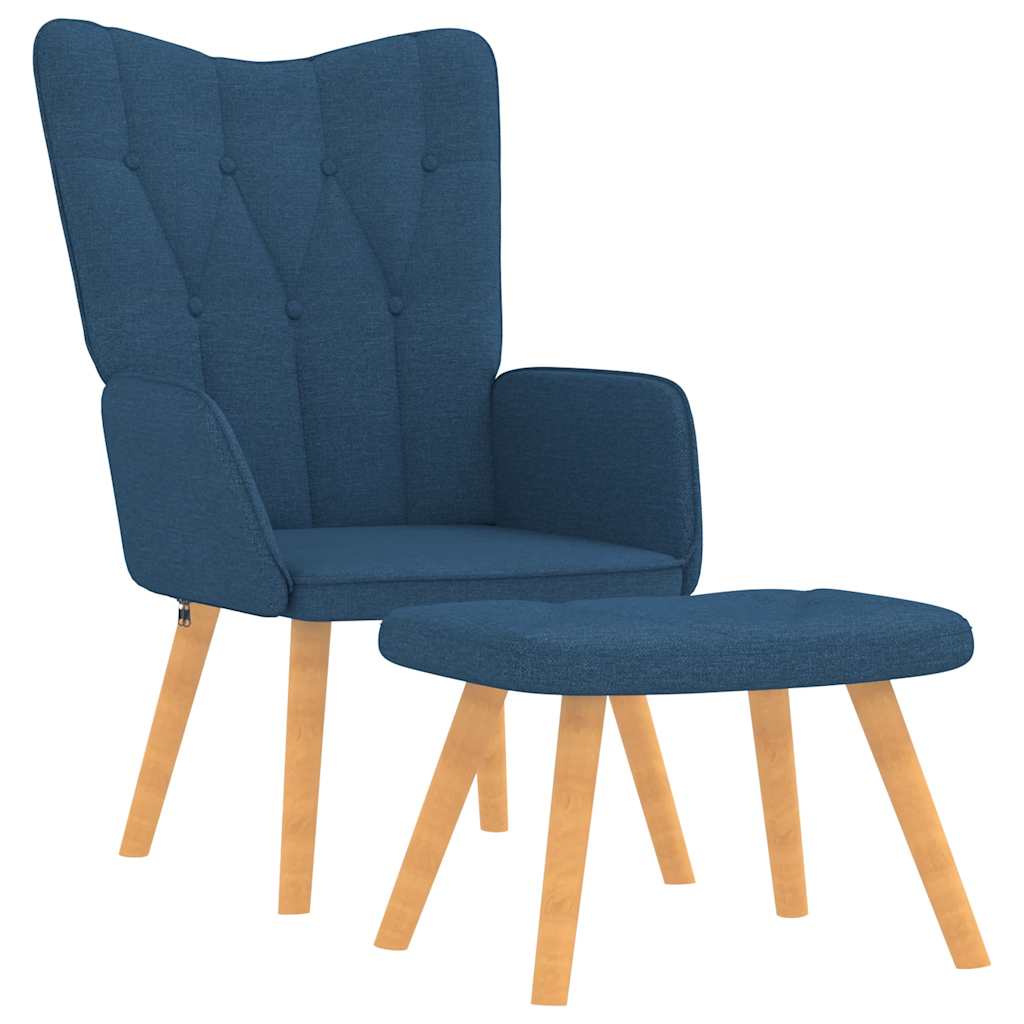 vidaXL Silla de relajación con reposapiés tela azul