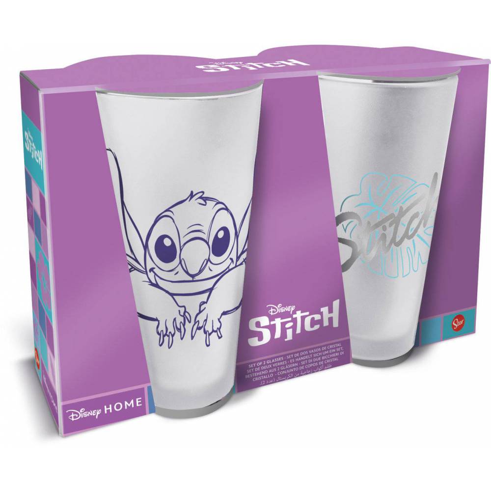 Set de 2 Vasos de Agua Vidrio Stitch de 490ml