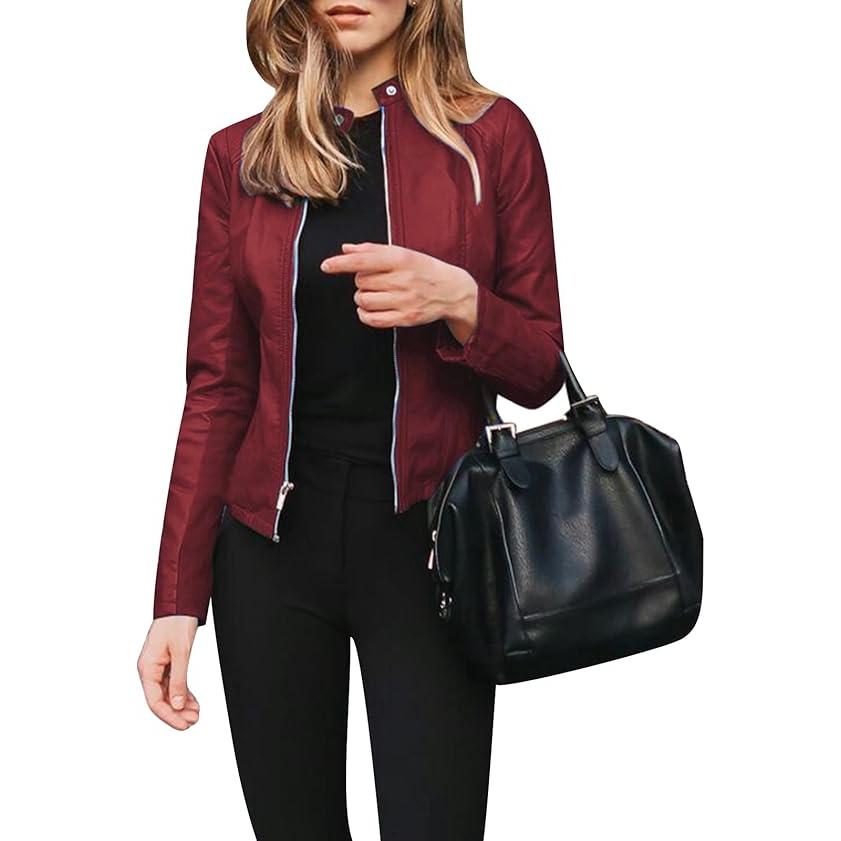 Chaqueta de piel sintética para mujer, corte clásico, estilo único, diseño de cremallera, ropa de abrigo informal para otoño/invierno/primavera