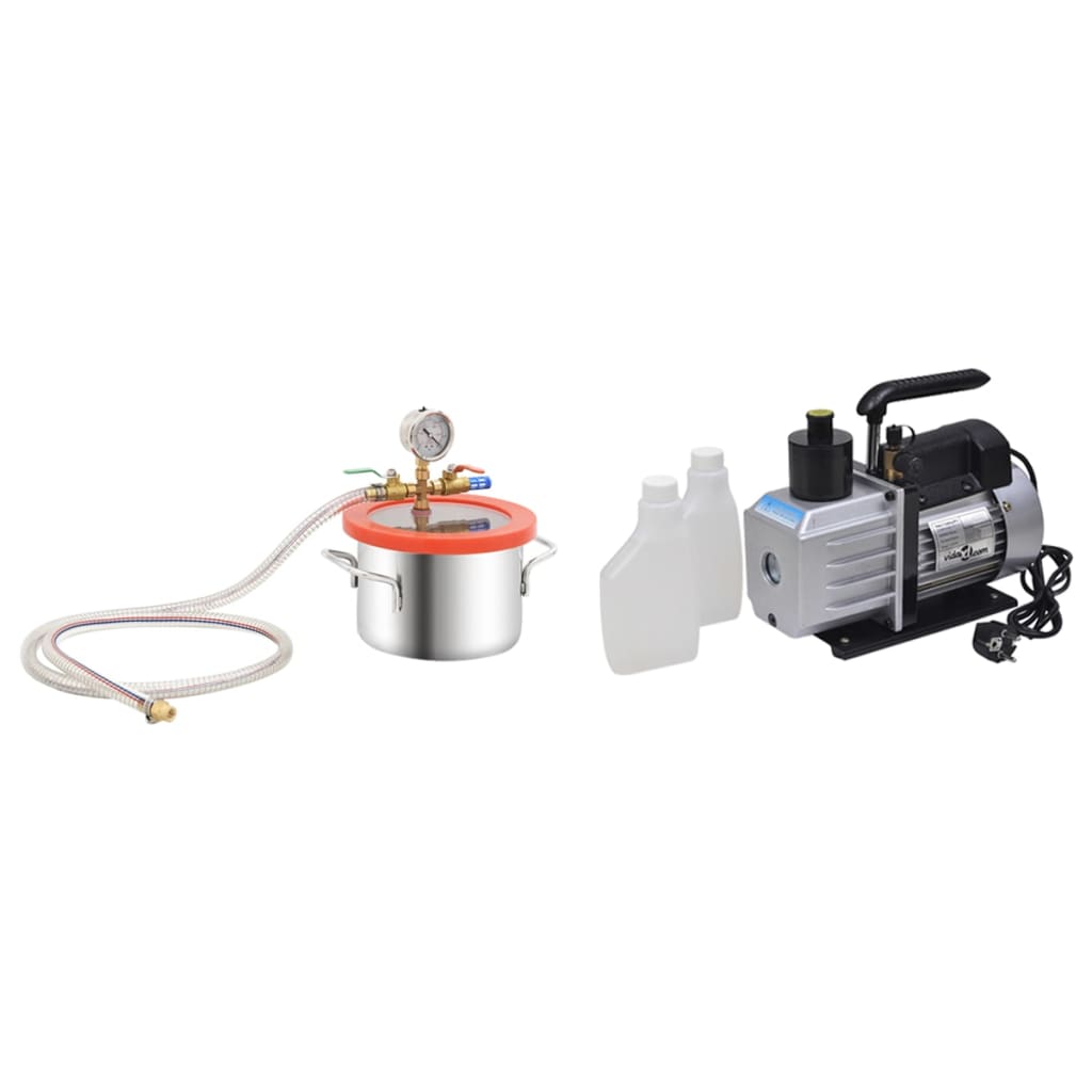 vidaXL Cámara de Vacío con Bomba de 2 Etapas Sellada Refrigeración Capacidad 3.7 l, 5.5 l, 7.4 l