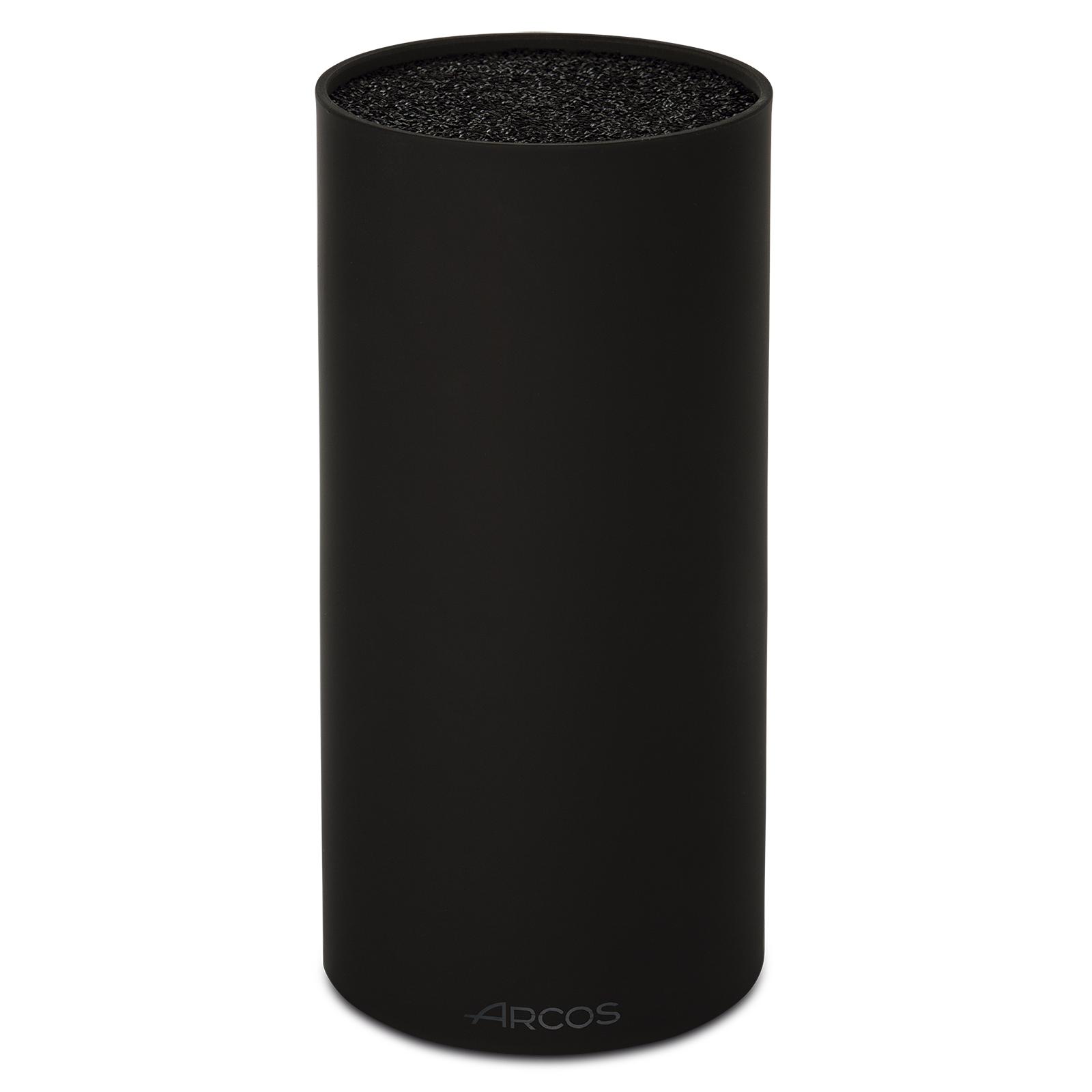 ARCOS Taco Redondo Protector de Cuchillos hasta 20 Cm. Bloque para Cuchillos de Diseño Moderno Fabircado en Caucho Termoplástico. 110 x 225 Mm. Color Negro