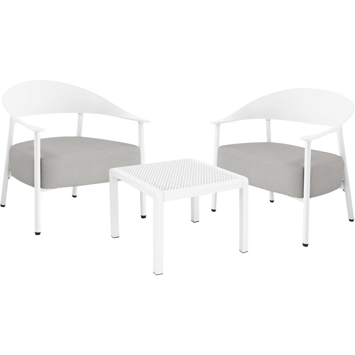 Habitat y Jardin - Conjunto de jardín de metal y plástico <<Céora>> - 2 plazas - Blanco