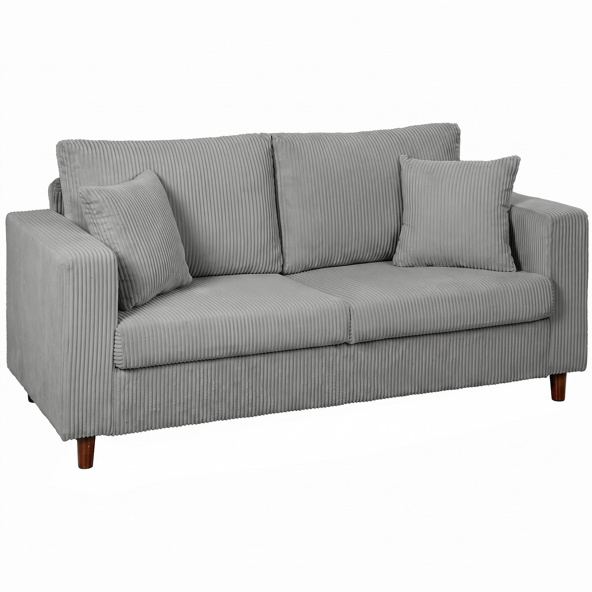 HOMCOM Sofá de 2 Plazas Tapizado en Pana, Sofá Moderno con Asiento Ancho y Profundo y Patas de Madera, Carga 240 kg para Dormitorio, Salón 170x80x82 cm, Gris Claro