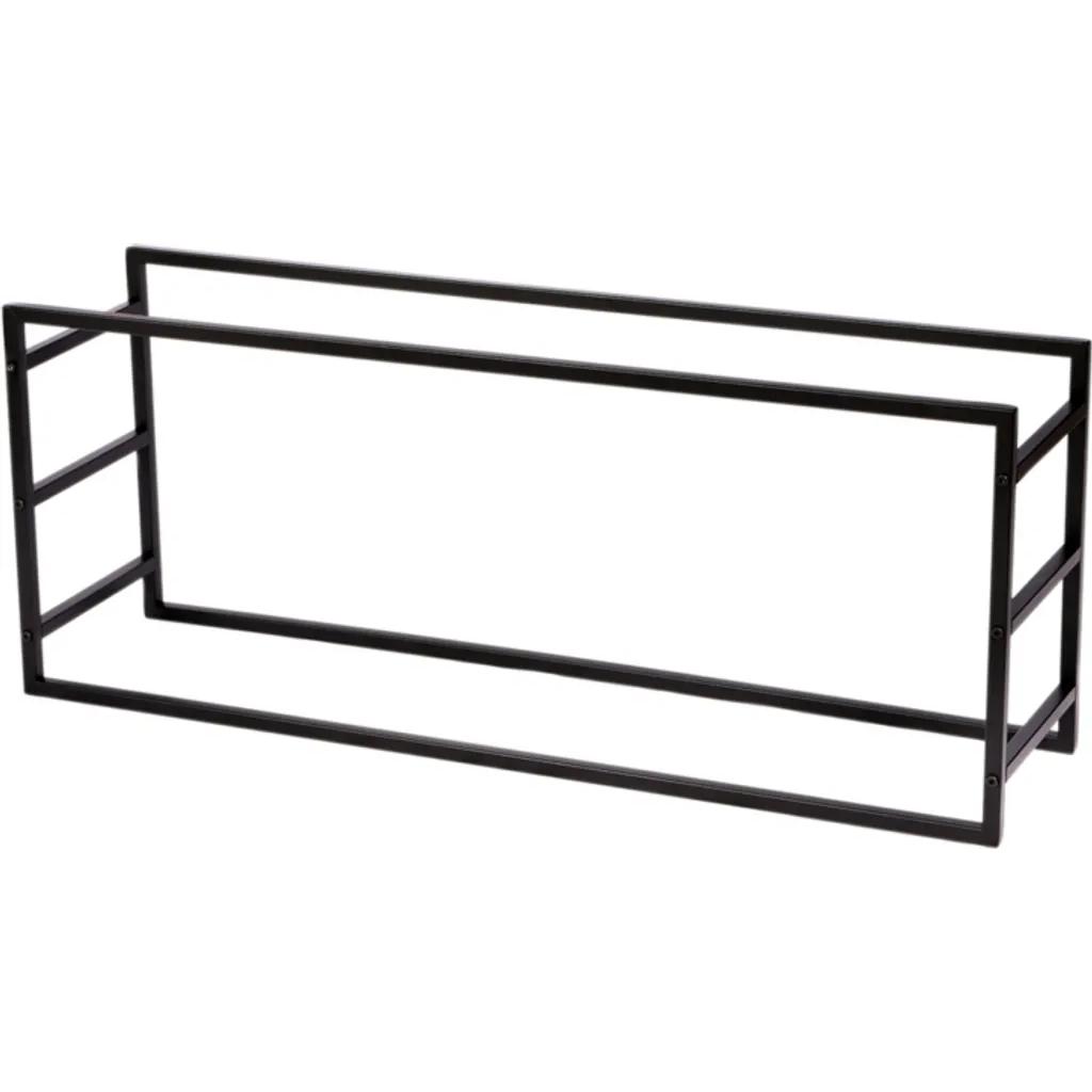 Soporte para Leña, Porta Leña, Estante para Leña de Chimenea, Leñero Interior y Exterior de Metal, Estanteria de Almacenamiento de Madera para Hogar, Negro - Urban Living