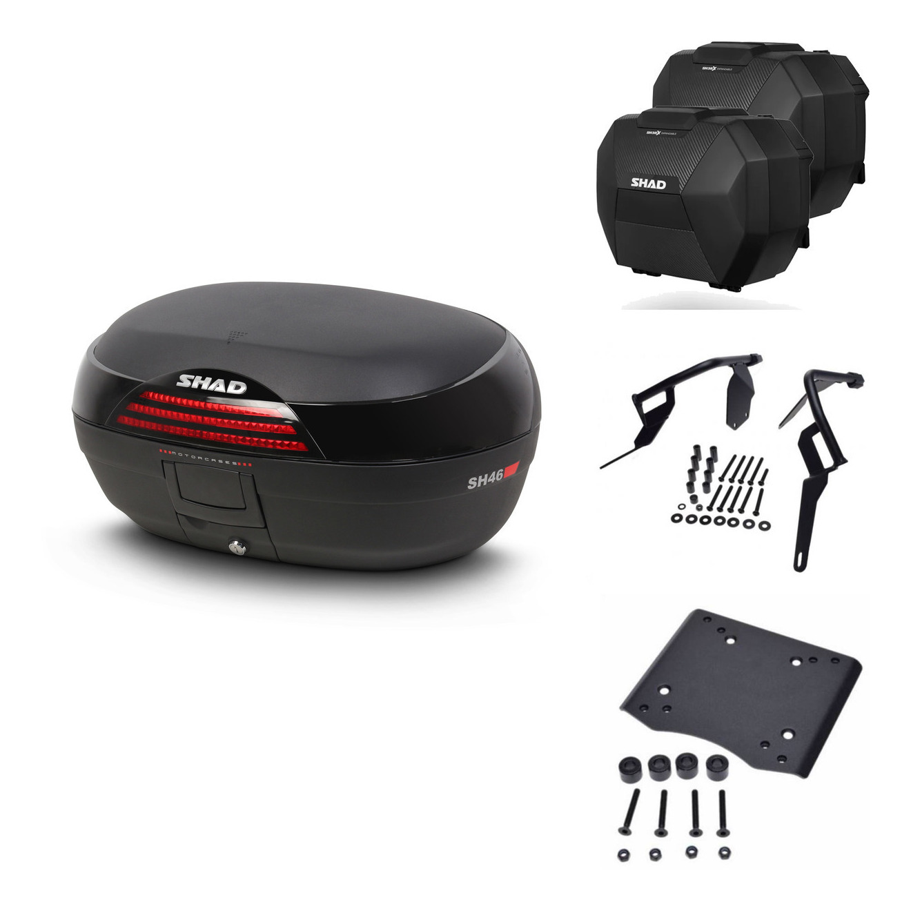 Tudetic Sh38x Carbon Side Liner Motorcycle Trunk with Lockable Case for BMW G310GS/G310R 2017-2025, ABS Plastic, Expandable Saddle, Quick Release Feature