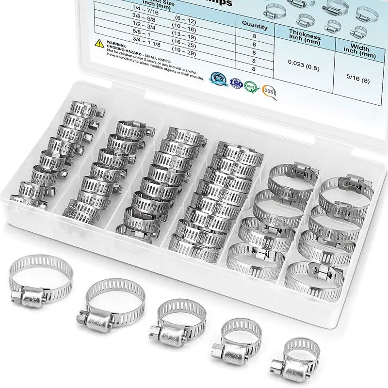 TK Juego De 40 Tornillos De Acero Inoxidable Para Tubos Y Lines De Combustible Intercooler Plomería 1/4' - 1-1/8' Herramientas De Reparación De Automóviles