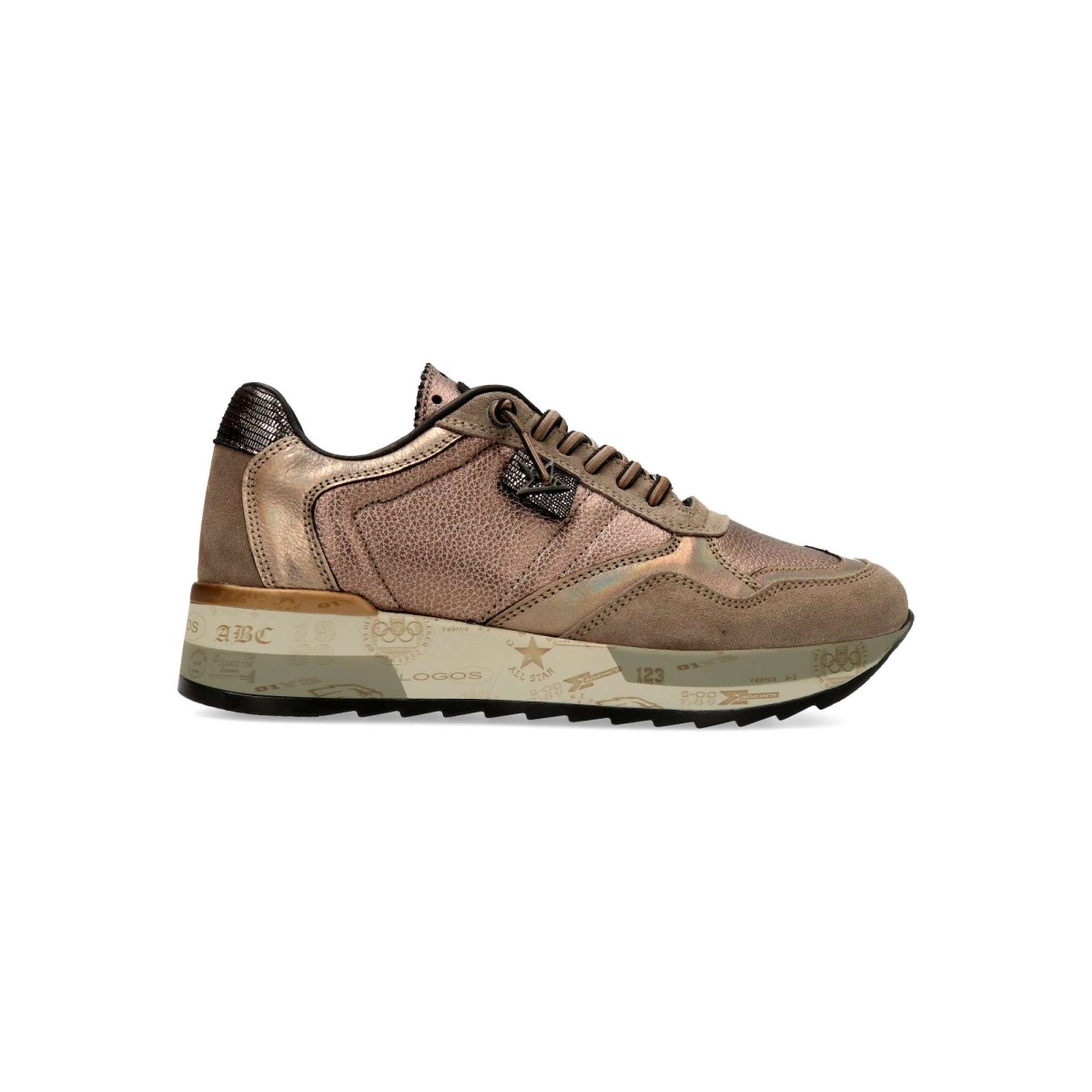 Cetti - Zapatillas casual sport metalizadas CETTI para mujer, cómodas de piel natural con cierre elástico y suela de goma gruesa, estilo urbano vintage