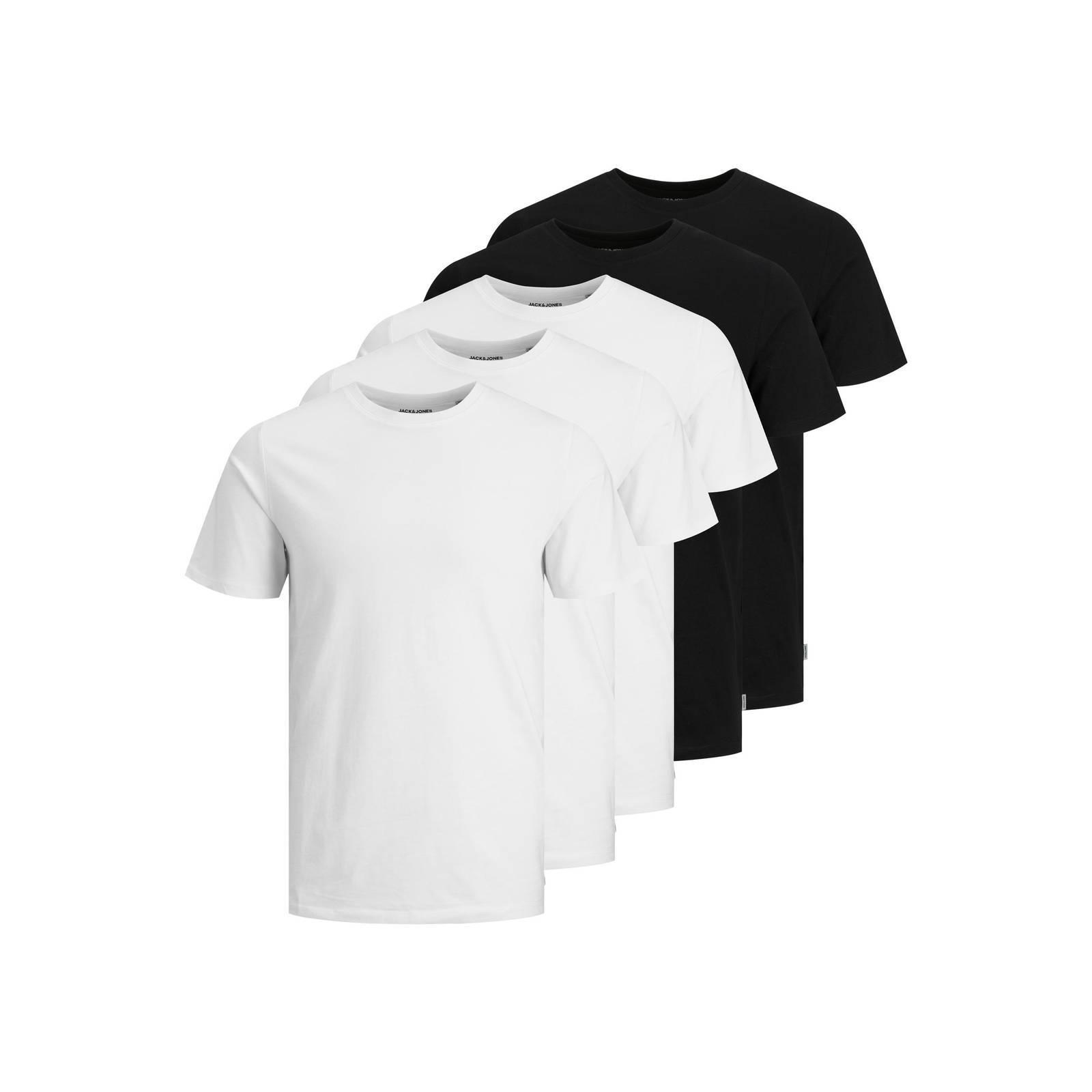 JACK&JONES camiseta para hombre, paquete de 5 - BASIC TEE O-NECK, manga corta, algodón JJEORGANIC BASIC TEE O-NECK 5PK