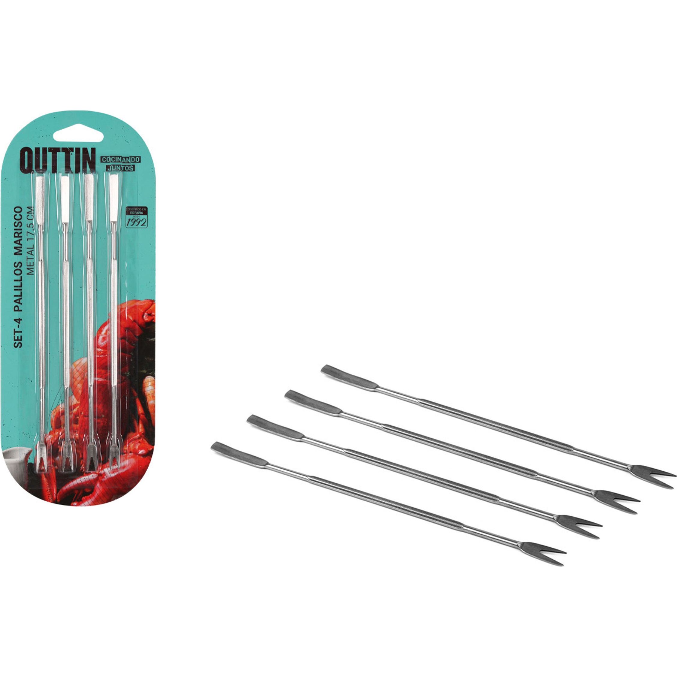 Quttin - Juego de 4 Palillos para Marisco de Metal 17.5 cm
