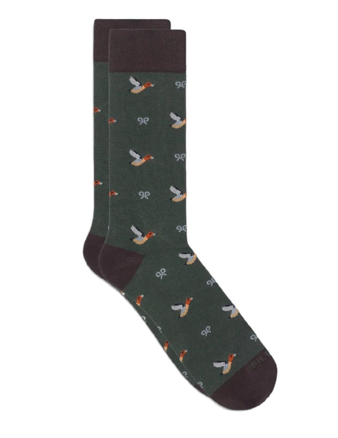 Calcetin silbon patos verde para hombre