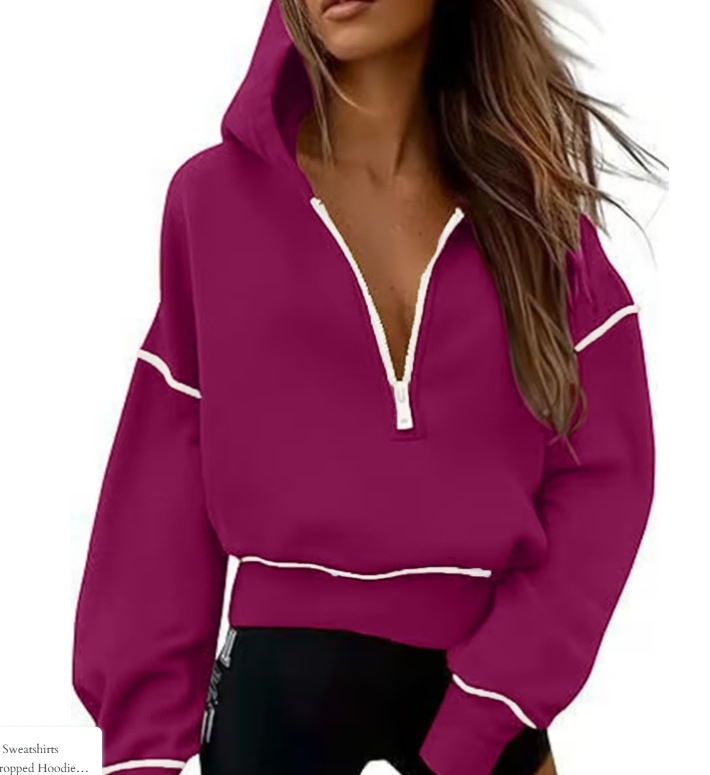 Sudaderas con capucha para mujer, manga larga, media cremallera, recortadas, sin botones, ropa de moda