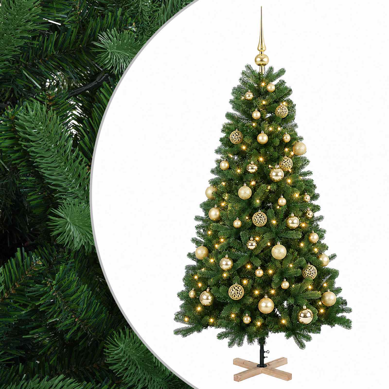 vidaXL Árbol de Navidad artificial con bolas 120 cm 150 LED
