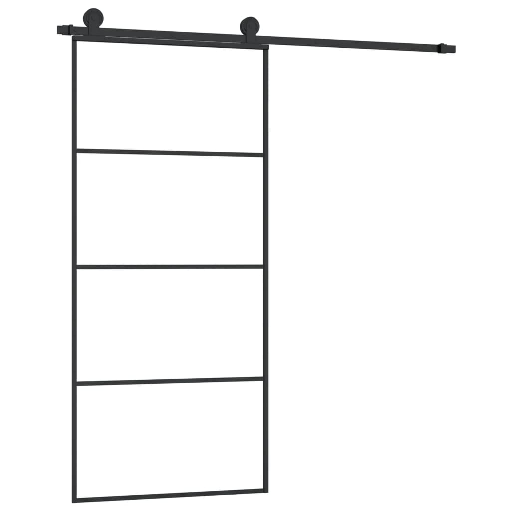 vidaXL Puerta Corredera con Set Herrajes Vidrio ESG Aluminio Herramienta Dimensiones 76 x 205 cm, 90 x 205 cm, 102.5 x 205 cm