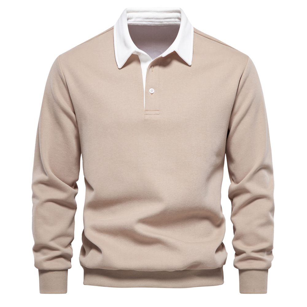 TK Sudadera de manga larga con cuello tipo Polo para hombre, sudadera moderna de talla europea, informal, versátil, de alta calidad, novedad de Otoño de 2024
