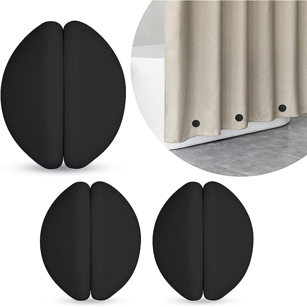 CA Pesas para cortina de ducha (negras, 3 pares)