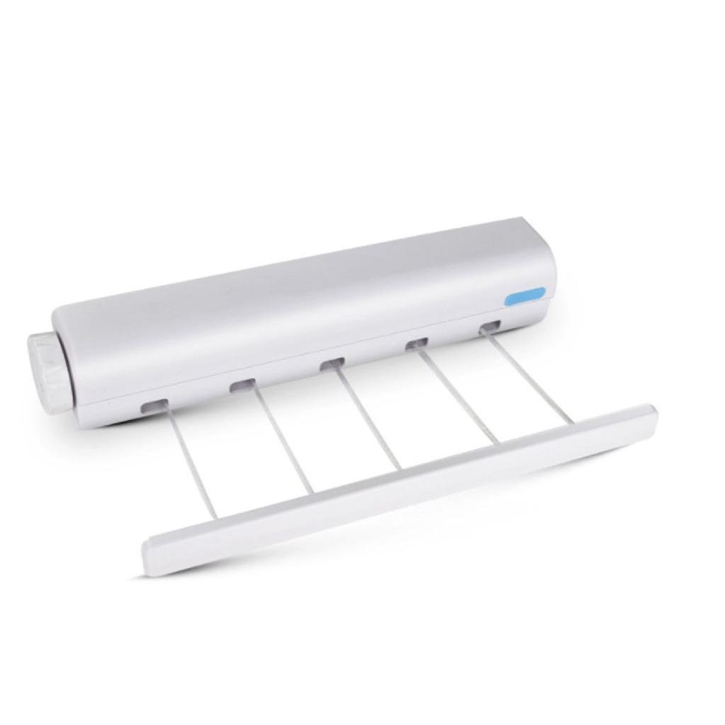 TK Tendedero Extensible de Pared Retráctil, 4 Cuerdas, Longitud de hasta 3.7m por cuerda , Tendedero para interior o exterior, Instalación Fija, Tendedero de Ropa Resistente y Compacto. Incluye pinzas